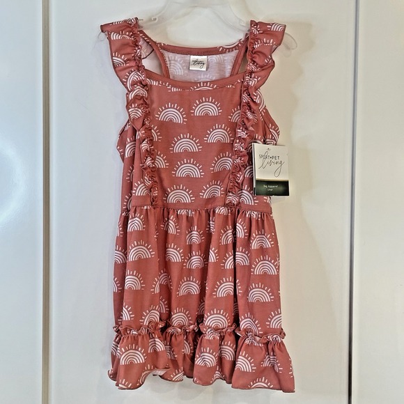 Other - Dog Pet Dress LARGE Rainbows‎ DUSTY PINK Ruffle Sundress Cottage Milkmaid Boho